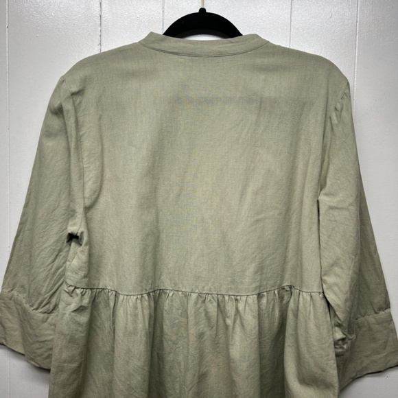 ZARA Cotton Linen Button Front 3/4 Sleeve Women's Babydoll Tunic Top Size Small - Picture 7 of 11